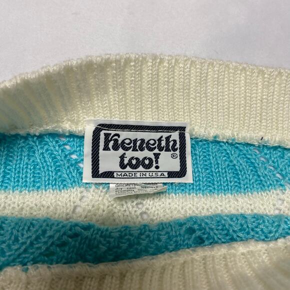Kenneth Too! by American Vintage USA Sweater Crotchet Open Knit Vintage Size L - Picture 3 of 7